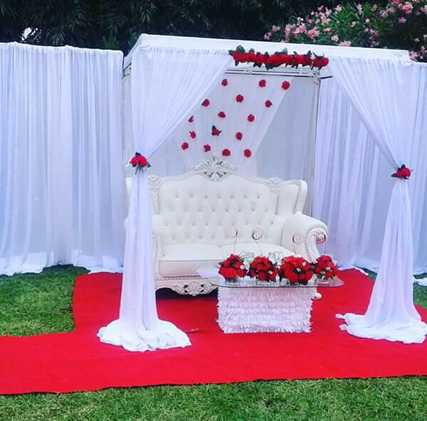 Red And White Themed Couple Stage Clipkulture - Simple Engagement Decorations At Home In Ghana