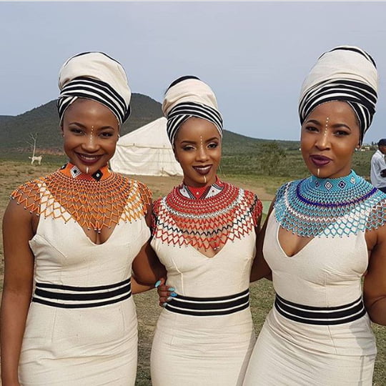 Clipkulture Bridesmaids In Xhosa Traditional Dresses With Doek And
