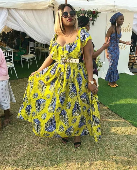 Clipkulture | Yellow Patterned Modern Shweshwe Dress