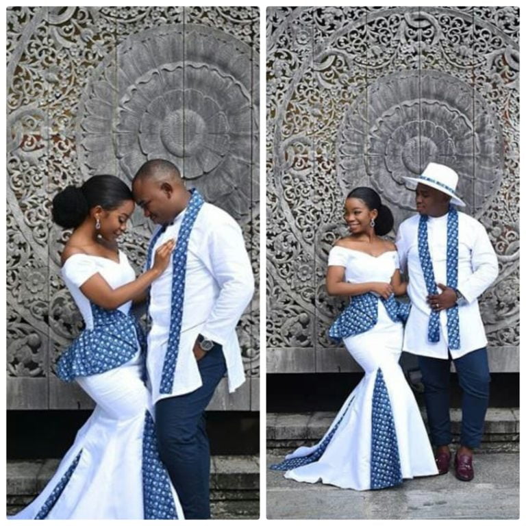 Couple In Sotho Shweshwe Inspired Wedding Outfit Clipkulture