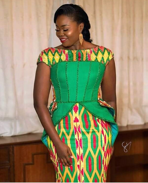 Clipkulture | Kente With Green Bridal Dress