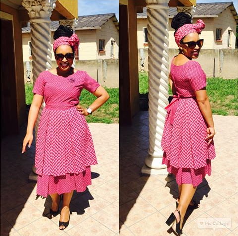 Clipkulture | Pink Sotho Shweshwe Dress ...