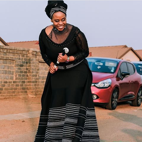 Clipkulture | Xhosa Bride In Black Umbhaco Traditional Attire With Doek