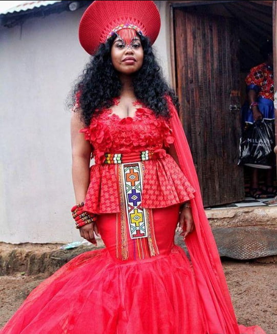 Clipkulture | Zulu Bride In Red Ndebele Inspired Wedding Dress With ...