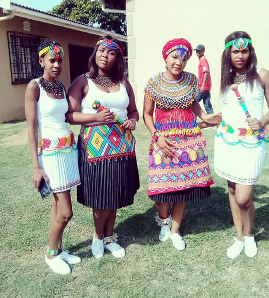 Clipkulture | Zulu Bride and Maids In Traditional Wedding Attire