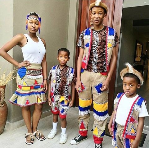 Clipkulture | Family In Zulu Traditional Umblaselo Outfit