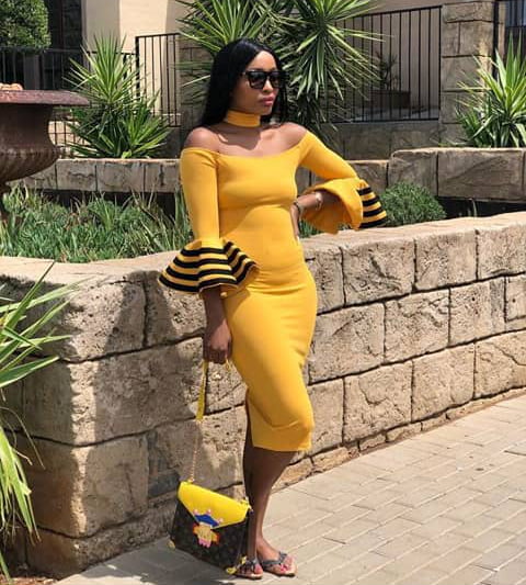 Clipkulture | Gugu Khathi In Yellow Off Shoulder Xhosa Inspired Dress ...
