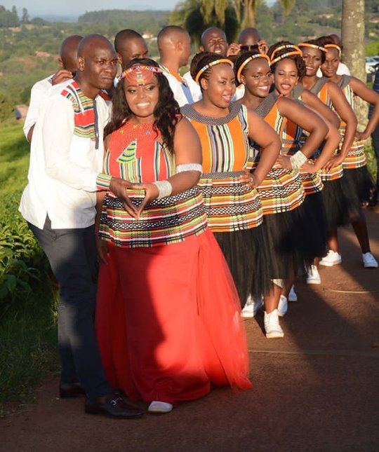 Clipkulture Couple With Squad In Venda Traditional Wedding Attire clipkulture-couple-with-squad-in-venda-traditional-wedding-attire