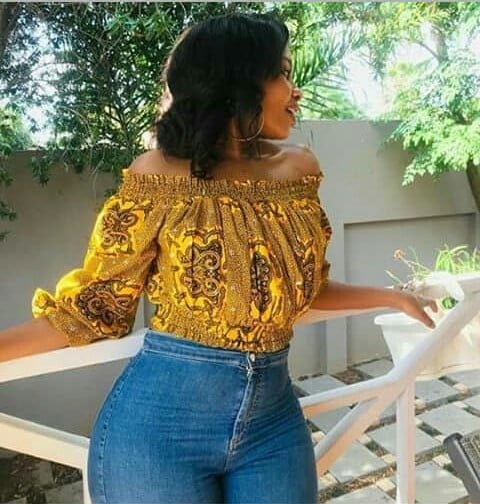 off shoulder ankara tops with jeans