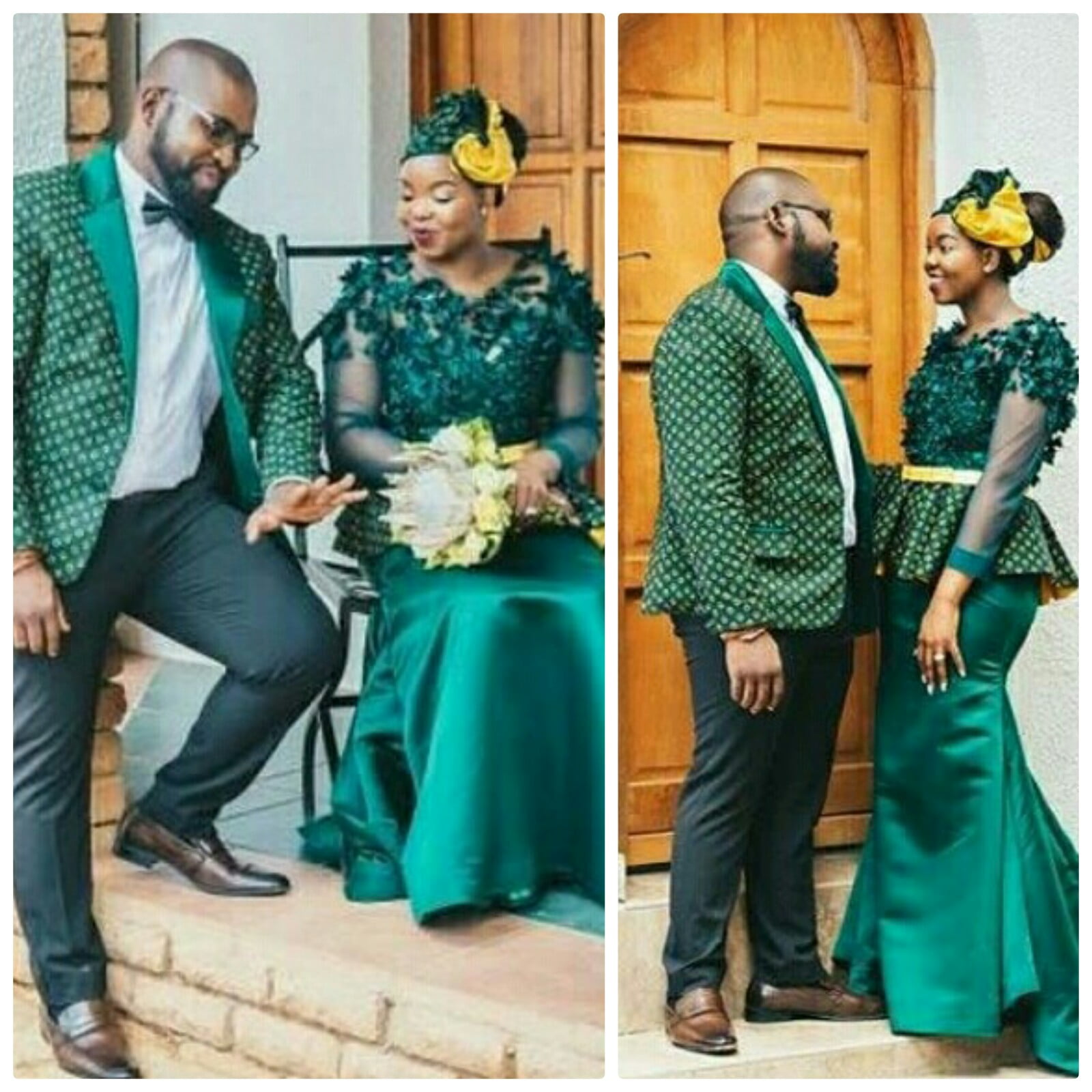 Clipkulture Tswana Couple In Beautiful Green Shweshwe Traditional ...