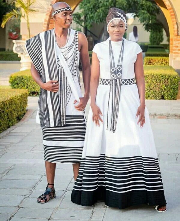 African Black & White Umbhaco Flared Dress main image 1