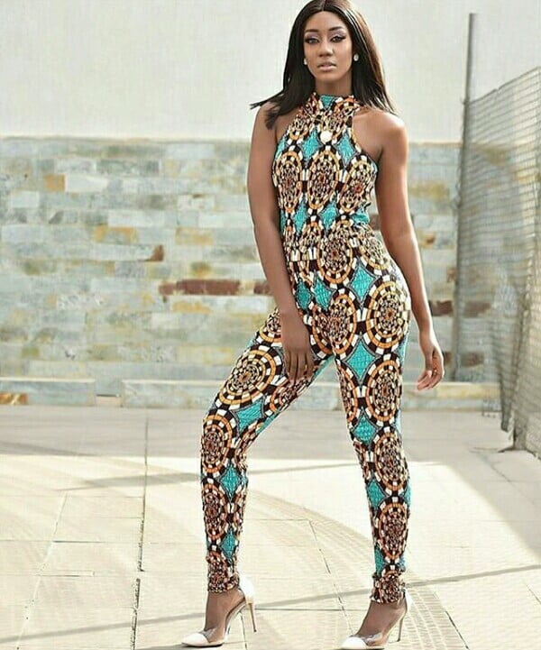 african print jumpsuit with cape