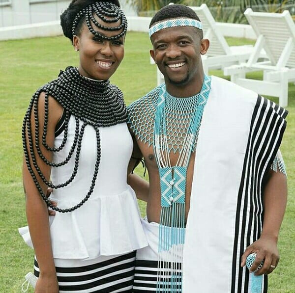 Clipkulture | Xhosa Couple In Umbhaco Traditional Attire With Beaded ...