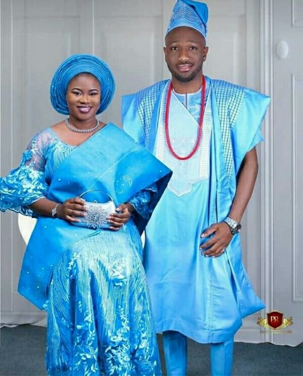 Clipkulture Nigerian Couple In Blue Yoruba Engagement Traditional Attire