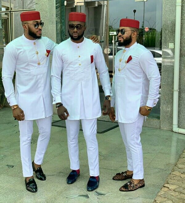 Clipkulture | Men In White Niger Delta Outfits With Red Caps