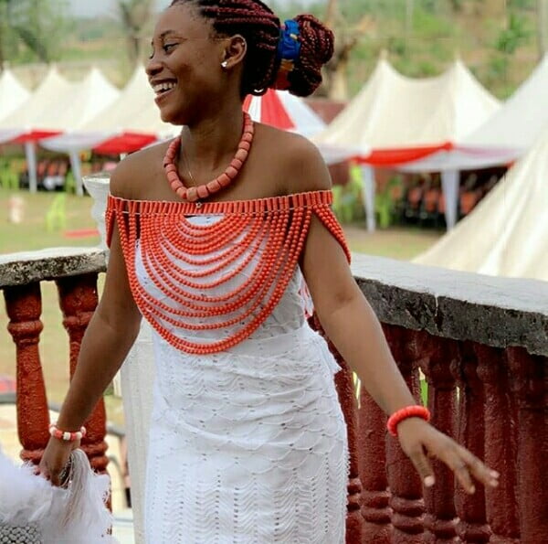 Beautiful Delta Bride In White Akwaocha Traditional Attire With Coral Beads Accessories – Clipkulture