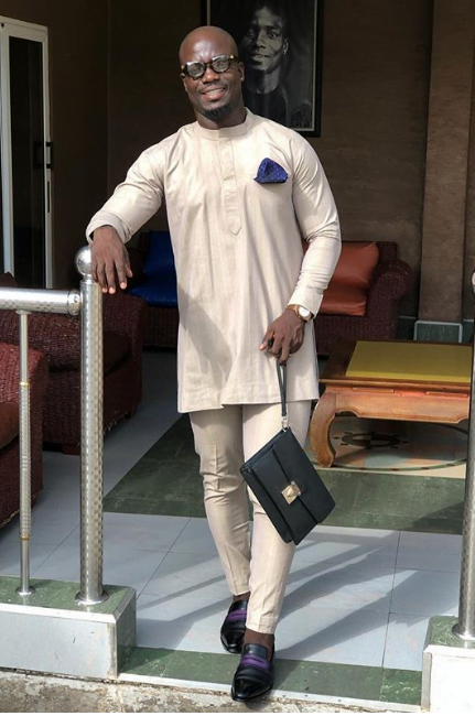 Clipkulture | Stephen Appiah in Long Sleeve Senator Outfit