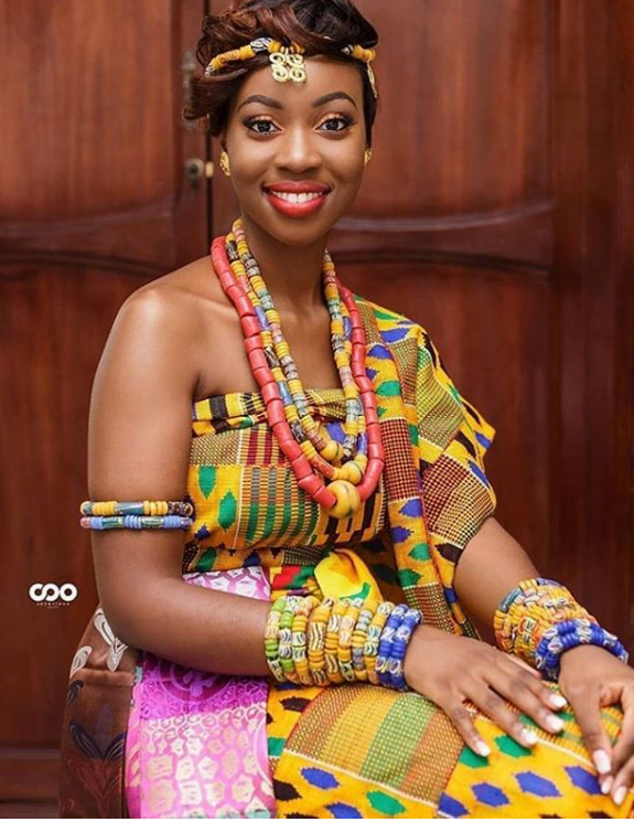Clipkulture | Cute Ghanaian Bride Adorned with Krobo Beads