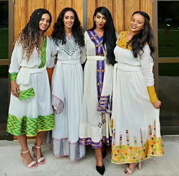 Clipkulture | Ethiopian Ladies In Beautiful Habesha Kemis Dresses