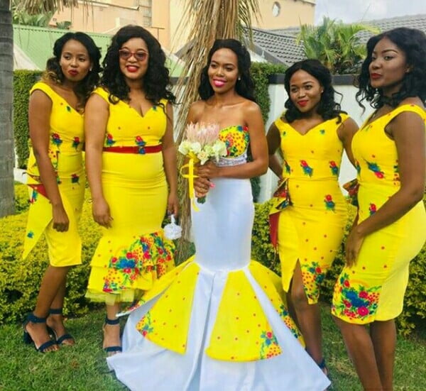 Clipkulture Bridesmaids In Beautiful Yellow Tsonga Print Dresses For Clipkulture Bridesmaids In Beautiful Yellow Tsonga Print Dresses For