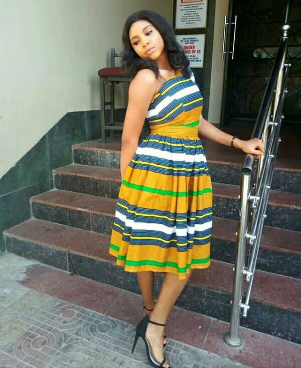 Clipkulture Lady In Beautiful Igala Traditional Print One Arm Dress