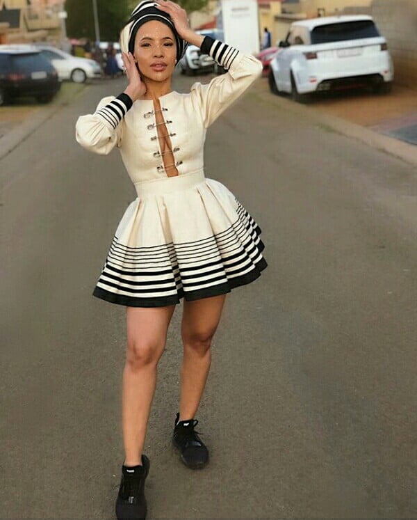 Clipkulture Thuli Phongolo In Open Front Pleated Short Xhosa Umbhaco 
