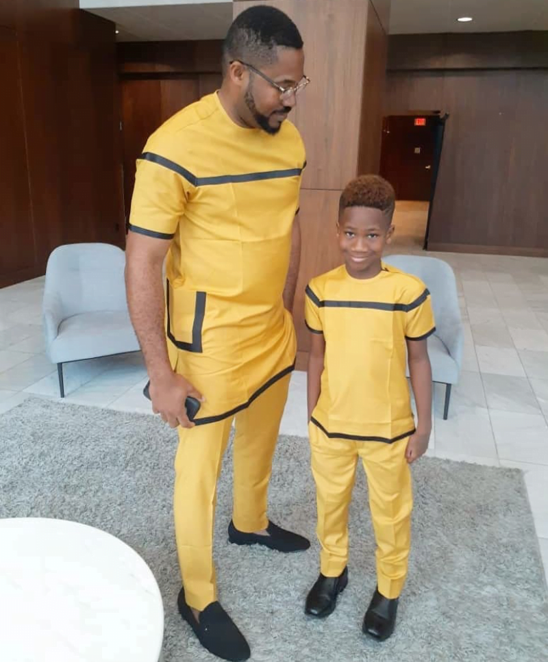 Clipkulture | Man and Boy In Nice Yellow Short Sleeve Senator Wear With ...