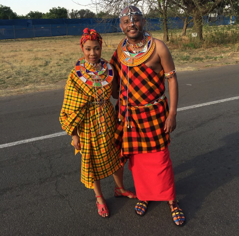 out lookinggorgeous in the Kenyan Maasai traditional attire; the Shuka fabr...