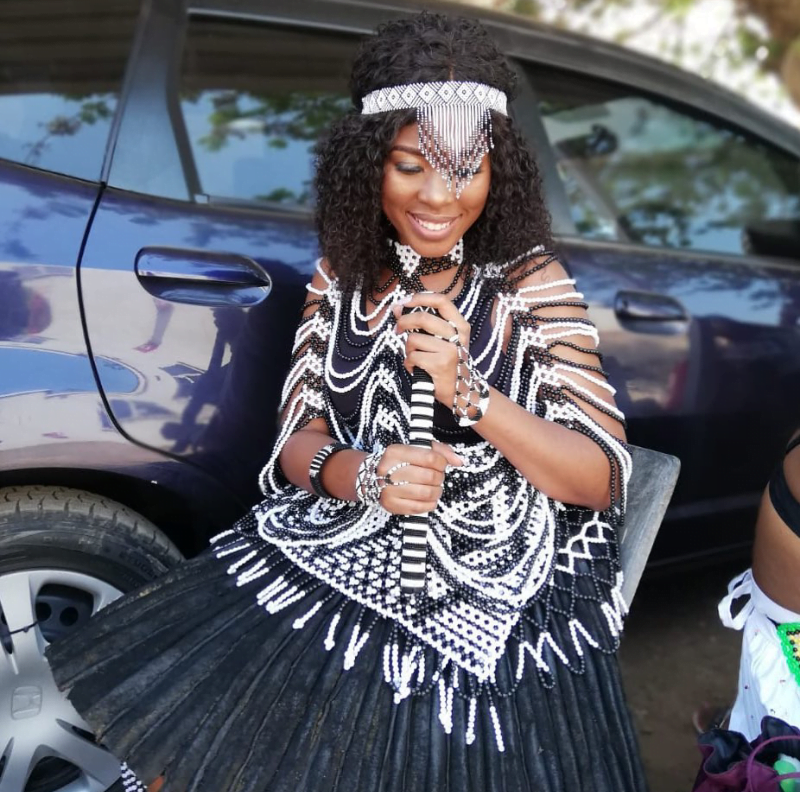 black and white zulu traditional attire