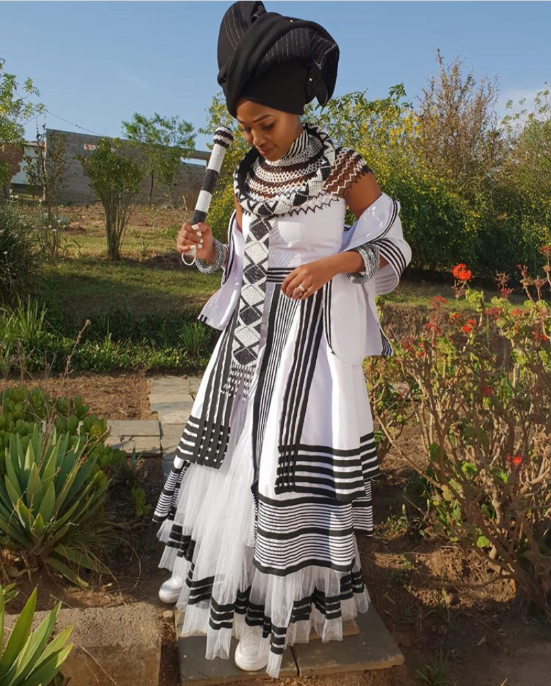 Clipkulture Xhosa Bride In Beautiful Umbhaco Dress With Black Doek Clipkulture Xhosa Bride In Beautiful Umbhaco Dress With Black Doek