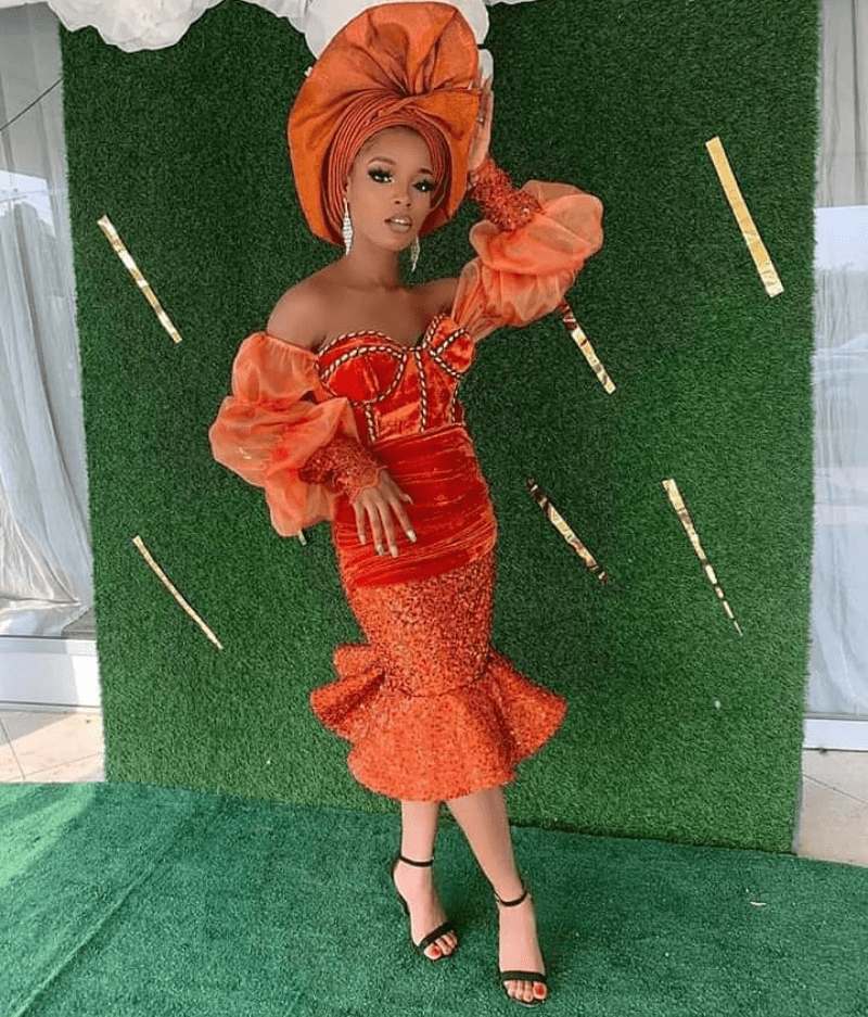 burnt orange aso ebi combination