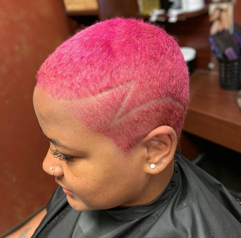 Clipkulture | Fluffy Pink Low Cut Hairstyle