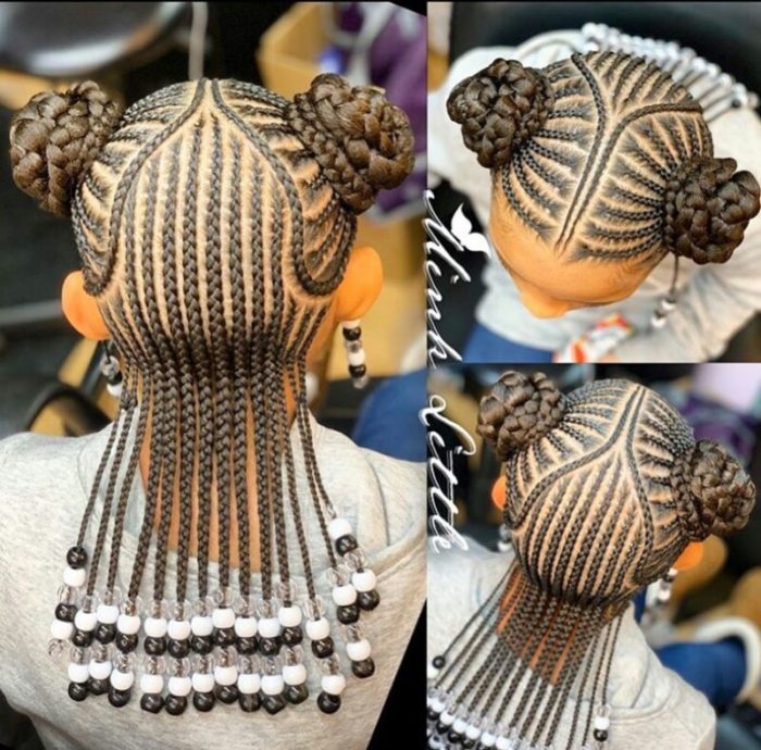 Clipkulture Beautiful Cornrows Ponytail with Beads Hairstyle