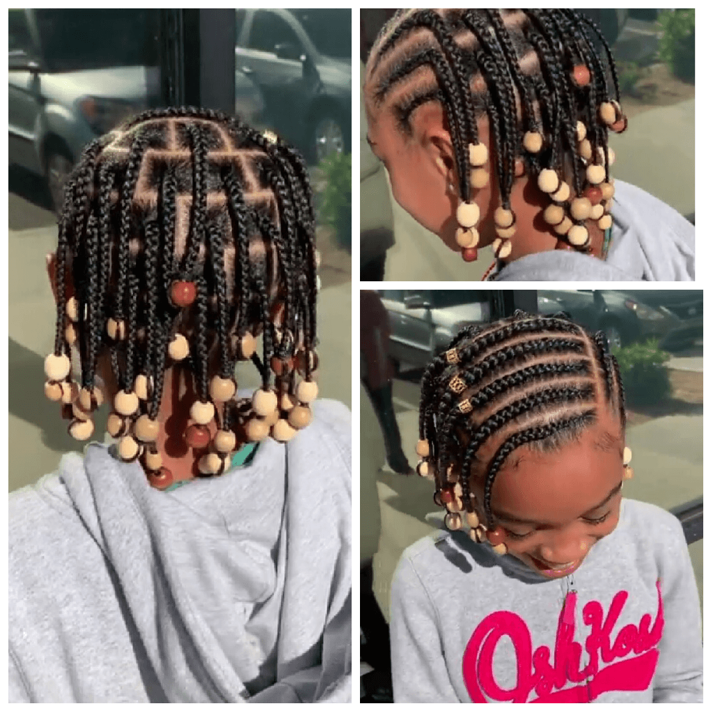 Easy Braids With Beads Hairstyle For Kids