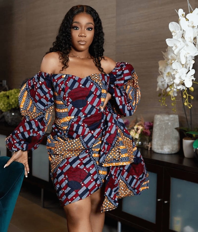 Clipkulture Beautiful Ankara Off Shoulder Wrap Dress With Bold Sleeves 