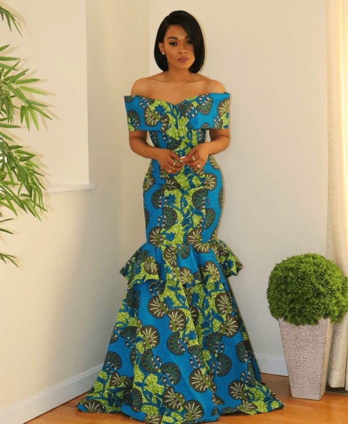 Clipkulture | Lady In Beautiful Off Shoulder Ankara Mermaid Dress