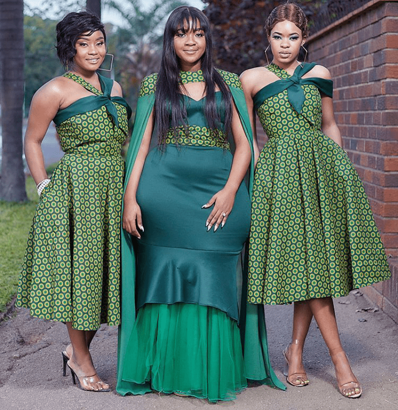Clipkulture Zimbabwean Bride And Bridesmaids African Dresses For Roora Ceremony