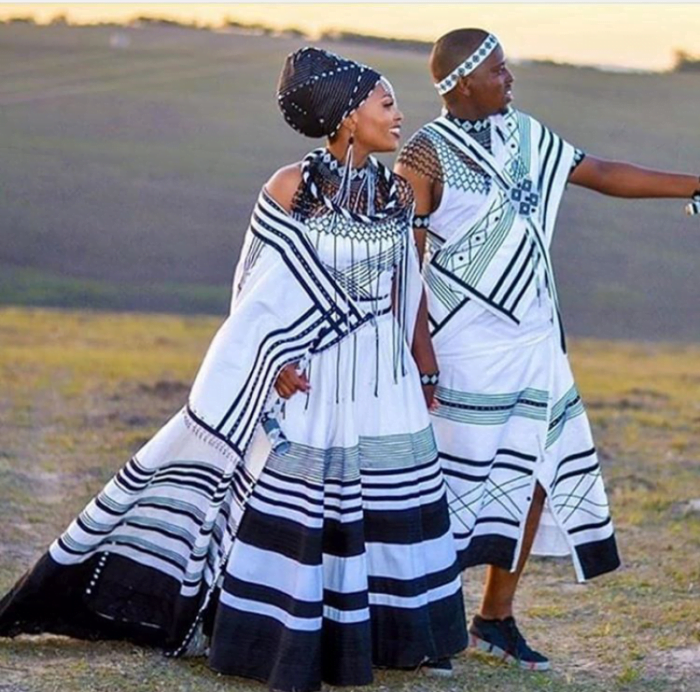 Clipkulture | Couple In Xhosa Umbhaco Traditional Attire and Beaded ...