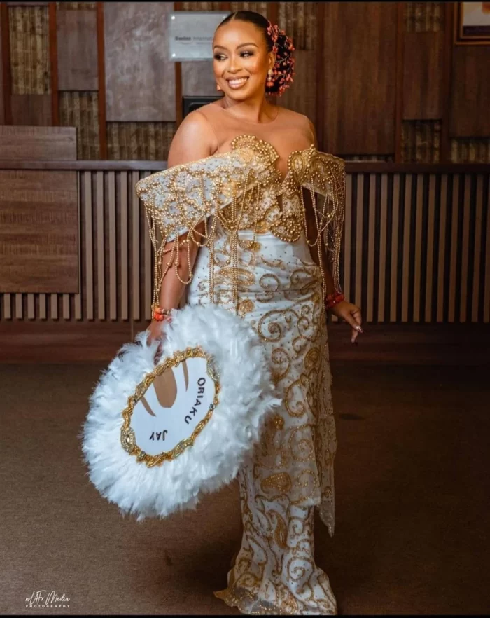Clipkulture | 6 Latest White and Gold Igbo Wedding Attire for Brides